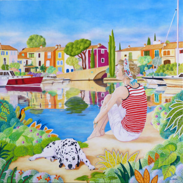 Painting titled "JOUR DE MIEL POUR S…" by Martine Alison, Original Artwork, Oil Mounted on Wood Stretcher frame
