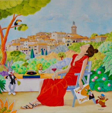 LOVE SONGS A RAMATUELLE Peinture intitulée "LOVE SONGS A RAMATU…" par Martine Alison, Œuvre d'art originale, Huile Monté sur Châssis en bois