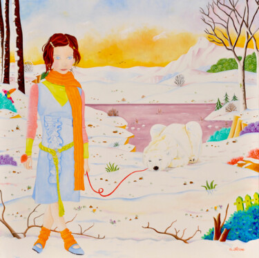 Peinture intitulée "EGLANTINE AUX RICOC…" par Martine Alison, Œuvre d'art originale, Huile Monté sur Châssis en bois