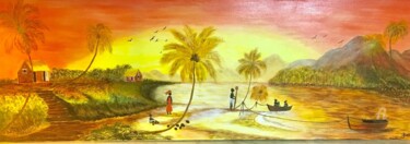 Painting titled "chaleur africaine" by Martine Chalet-Aspert, Original Artwork, Acrylic