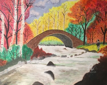 Painting titled "rivière" by Martine Chalet-Aspert, Original Artwork, Acrylic