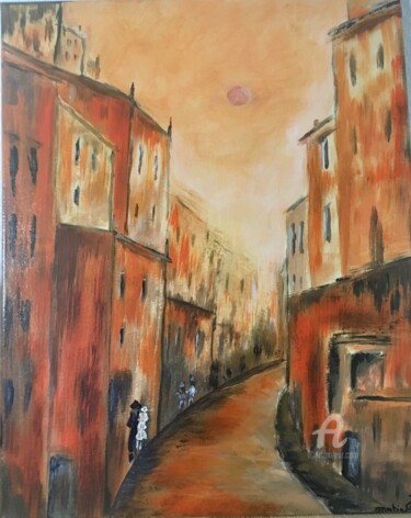Peinture intitulée "rue oranges" par Martine Chalet-Aspert, Œuvre d'art originale, Acrylique
