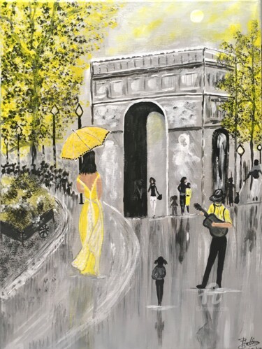 Peinture intitulée "balade jaune" par Martine Chalet-Aspert, Œuvre d'art originale, Acrylique