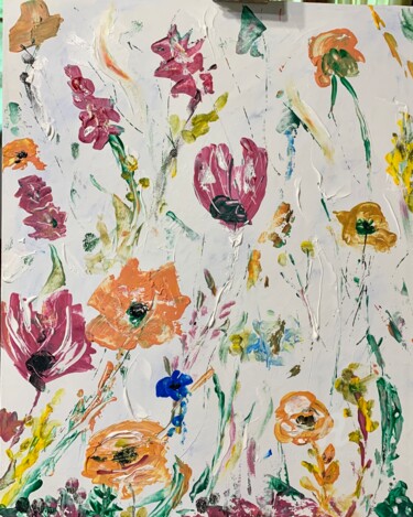 Peinture intitulée "mic mac de fleurs" par Martine Chalet-Aspert, Œuvre d'art originale, Acrylique