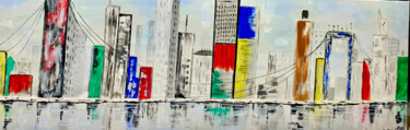 Peinture intitulée "immeubles" par Martine Chalet-Aspert, Œuvre d'art originale, Acrylique