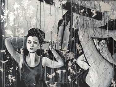 Peinture intitulée "Femme au miroir" par Martine Banacer, Œuvre d'art originale, Acrylique Monté sur Châssis en bois