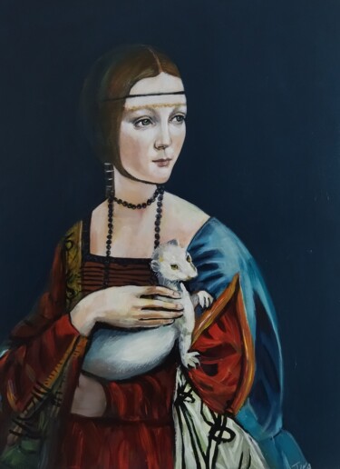 Painting titled "interprétation dame…" by Martine Banacer, Original Artwork, Acrylic Mounted on Wood Stretcher frame