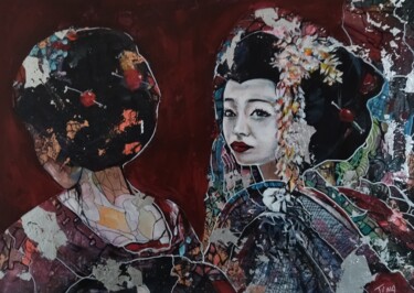 Malerei mit dem Titel "Japonaises" von Martine Banacer, Original-Kunstwerk, Acryl Auf Keilrahmen aus Holz montiert