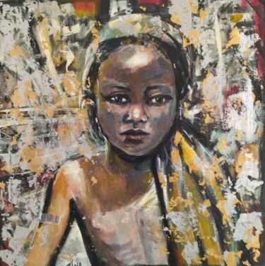 Painting titled "petite fille" by Martine Banacer, Original Artwork, Acrylic Mounted on Wood Stretcher frame