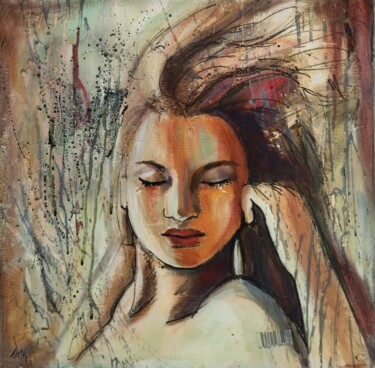 Painting titled "Rêve" by Martine Banacer, Original Artwork, Acrylic Mounted on Wood Stretcher frame