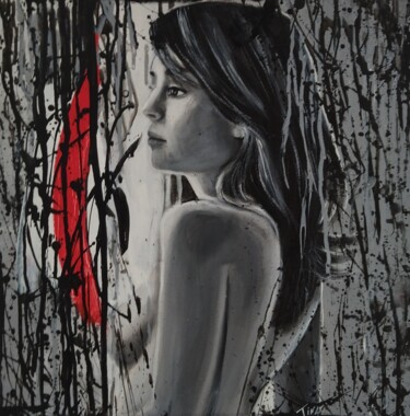 Painting titled "pensée" by Martine Banacer, Original Artwork, Acrylic Mounted on Wood Stretcher frame