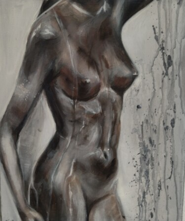 Painting titled "Corps et eau" by Martine Banacer, Original Artwork, Acrylic Mounted on Wood Stretcher frame