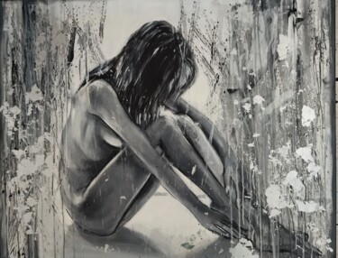 Pintura titulada "Nu assis" por Martine Banacer, Obra de arte original, Acrílico Montado en Bastidor de camilla de madera