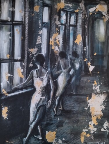 Painting titled "Cours de danse" by Martine Banacer, Original Artwork, Acrylic Mounted on Wood Stretcher frame