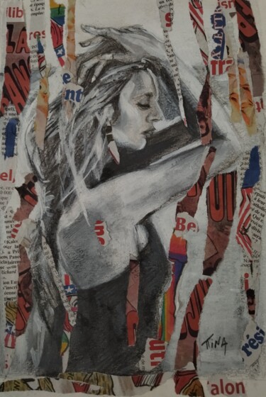 Pintura titulada "Déchirures" por Martine Banacer, Obra de arte original, Grafito