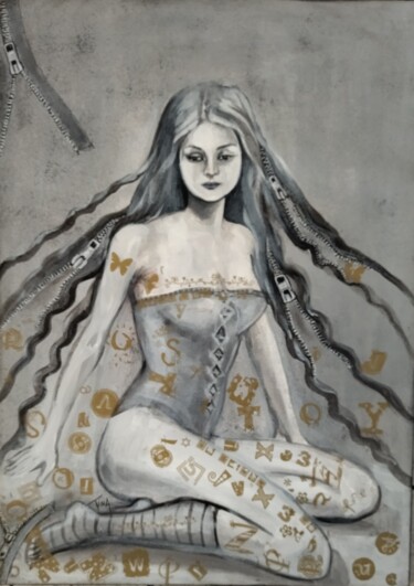 Ζωγραφική με τίτλο "Sérénité" από Martine Banacer, Αυθεντικά έργα τέχνης, Ακρυλικό Τοποθετήθηκε στο Ξύλινο φορείο σκελετό