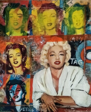 Painting titled "Marylin" by Martine Banacer, Original Artwork, Acrylic Mounted on Wood Stretcher frame