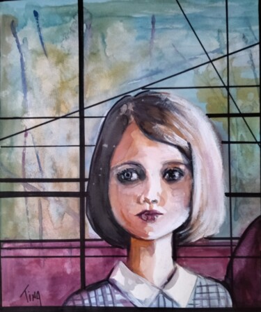Картина под названием "La boudeuse" - Martine Banacer, Подлинное произведение искусства, Акварель