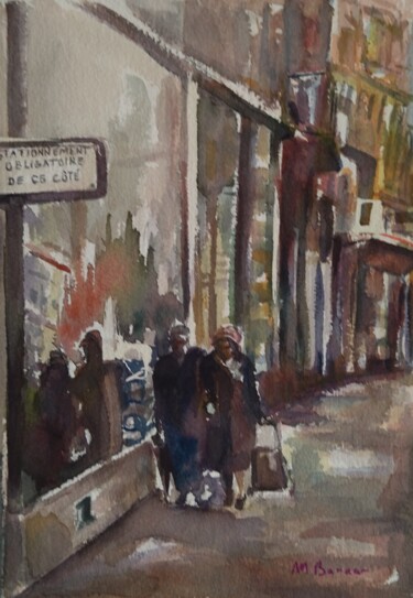Drawing titled "Promenade rue Ferra…" by Martine Banacer, Original Artwork, Watercolor