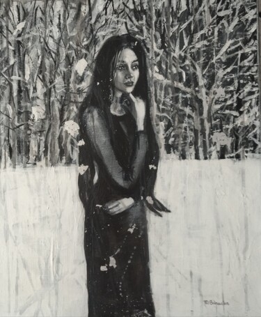 Peinture intitulée "Neige" par Martine Banacer, Œuvre d'art originale, Acrylique Monté sur Châssis en bois