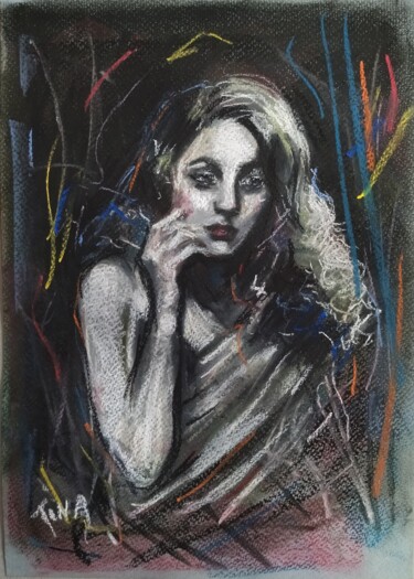 Рисунок под названием "Nymphe" - Martine Banacer, Подлинное произведение искусства, Пастель