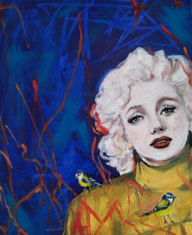 Painting titled "Marilyn 4" by Martine Banacer, Original Artwork, Acrylic Mounted on Wood Stretcher frame