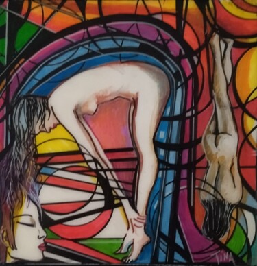 Картина под названием "Multicolores" - Martine Banacer, Подлинное произведение искусства, Акрил Установлен на Деревянная рам…