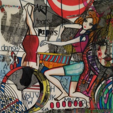 「Funambule」というタイトルの絵画 Martine Banacerによって, オリジナルのアートワーク, アクリル ウッドストレッチャーフレームにマウント