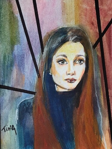 Painting titled "Rubis" by Martine Banacer, Original Artwork, Watercolor
