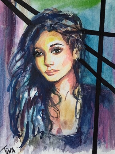 Painting titled "Topaze" by Martine Banacer, Original Artwork, Watercolor