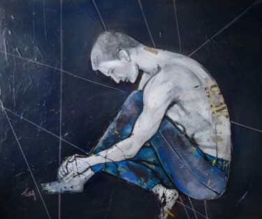 Peinture intitulée "Intériorisation" par Martine Banacer, Œuvre d'art originale, Marqueur Monté sur Châssis en bois