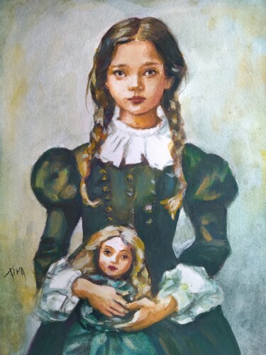 Painting titled "Jade" by Martine Banacer, Original Artwork, Watercolor