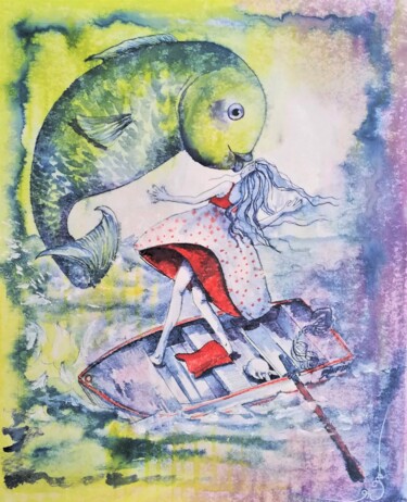 Malerei mit dem Titel "Baiser  du fond des…" von Martine Bardiaux, Original-Kunstwerk, Acryl
