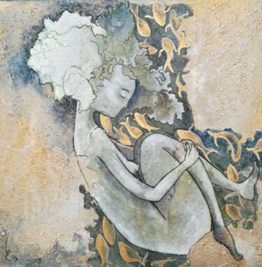 Pintura titulada "Femme totem/ poisson" por Martine Bardiaux, Obra de arte original, Acrílico
