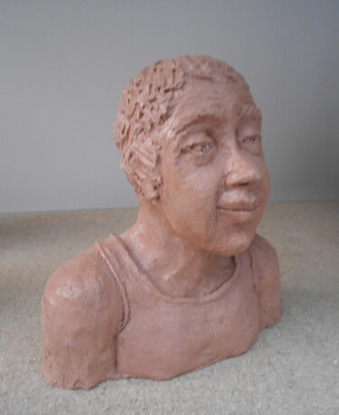 Sculpture intitulée "Léon (Buste d'homme)" par Martine Béron, Œuvre d'art originale, Argile