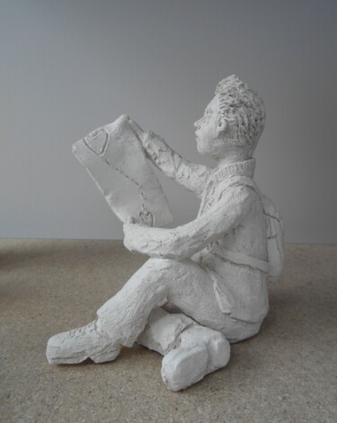 Sculpture intitulée "Le voyageur amoureux" par Martine Béron, Œuvre d'art originale, Argile
