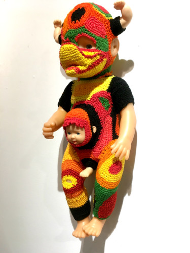 Art textile intitulée "Mon canard (poupée…" par Martine Birobent, Œuvre d'art originale