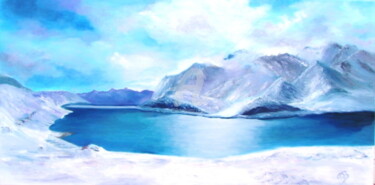 Malerei mit dem Titel "Lac du Mont Cenis" von Martine Bonnerave, Original-Kunstwerk, Öl