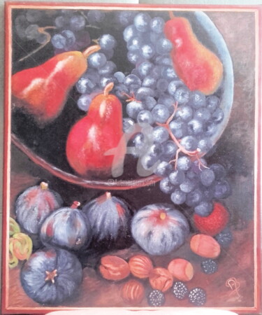 Painting titled "Fruits d'Automne" by Martine Bonnerave, Original Artwork, Oil