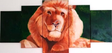 Pintura intitulada "Lion" por Martine Bonnerave, Obras de arte originais, Óleo
