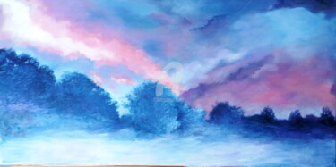 Painting titled "Un Ciel - Un Soir" by Martine Bonnerave, Original Artwork, Oil