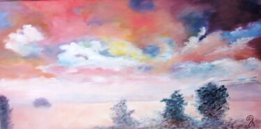 Painting titled "Un Ciel Tourmenté" by Martine Bonnerave, Original Artwork, Oil