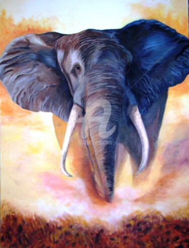 Painting titled "Elephant" by Martine Bonnerave, Original Artwork, Other