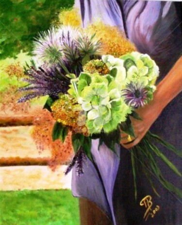 Pintura intitulada "Le bouquet" por Martine Bonnerave, Obras de arte originais, Óleo