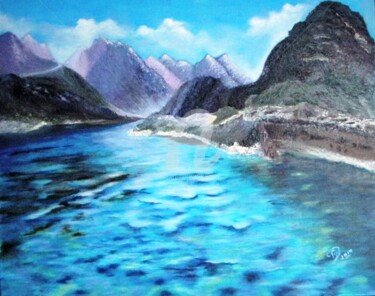 Pintura intitulada "Lac en Haute Montag…" por Martine Bonnerave, Obras de arte originais, Óleo
