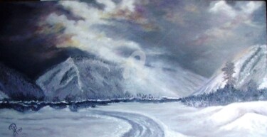 Painting titled "Un Ciel de Neige" by Martine Bonnerave, Original Artwork, Oil