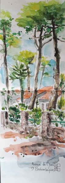 Painting titled "St Brévin" by Martine Brugeron, Original Artwork, Watercolor