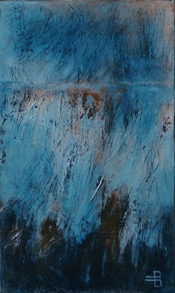 Painting titled "Nuit glaciale" by Martine Brugeron, Original Artwork