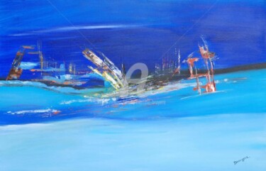 Painting titled "turbulences en mer" by Martine Bruyere, Original Artwork, Acrylic