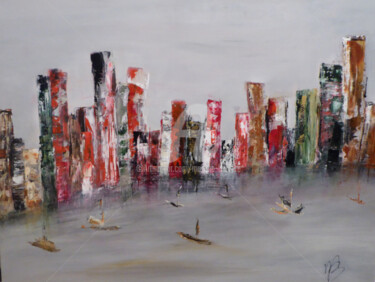 Painting titled "Hong Kong" by Martine Bruyere, Original Artwork, Acrylic